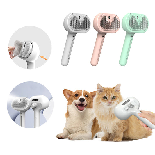 Pet Grooming Comb | Self-Cleaning Deshedding Brush with Mist