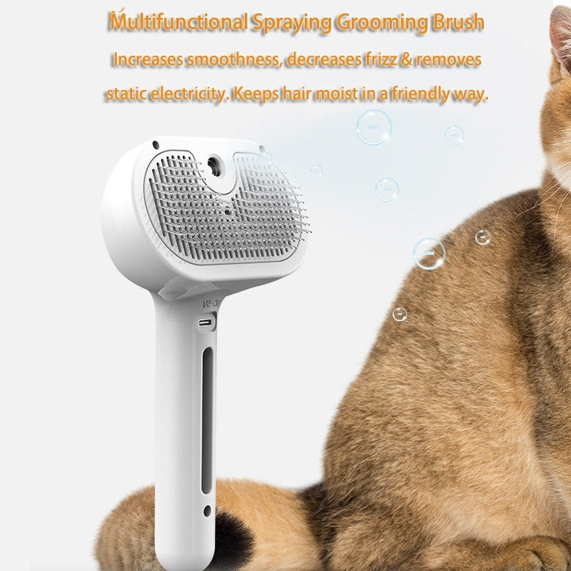 Pet Grooming Comb | Self-Cleaning Deshedding Brush with Mist