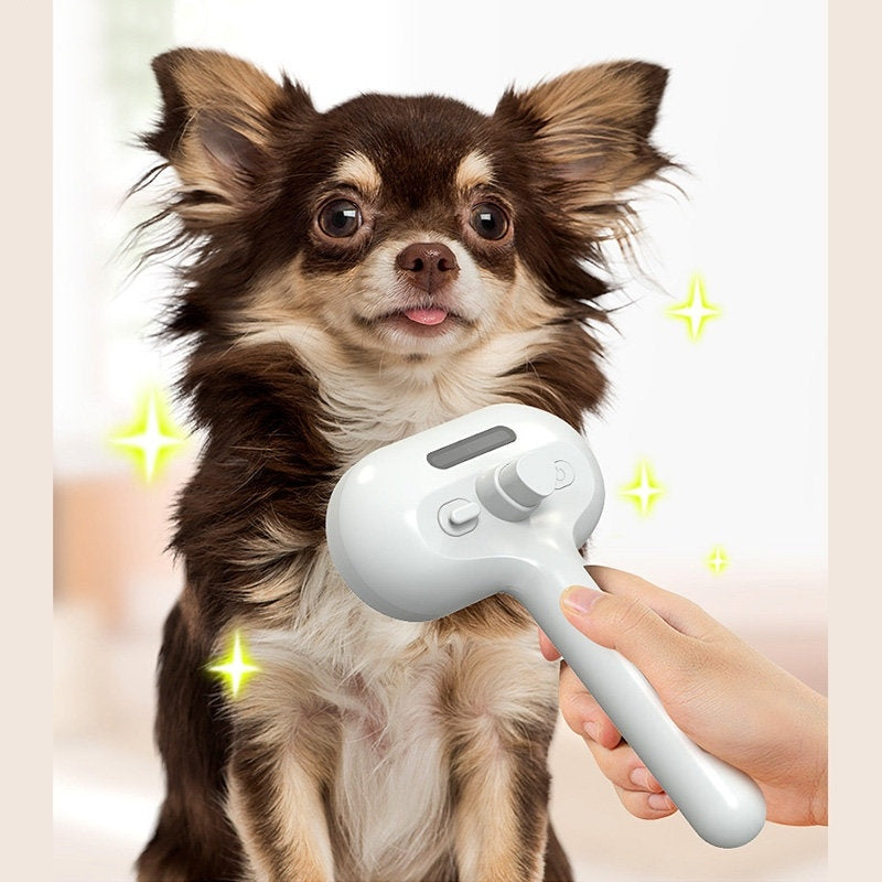 Pet Grooming Comb | Self-Cleaning Deshedding Brush with Mist